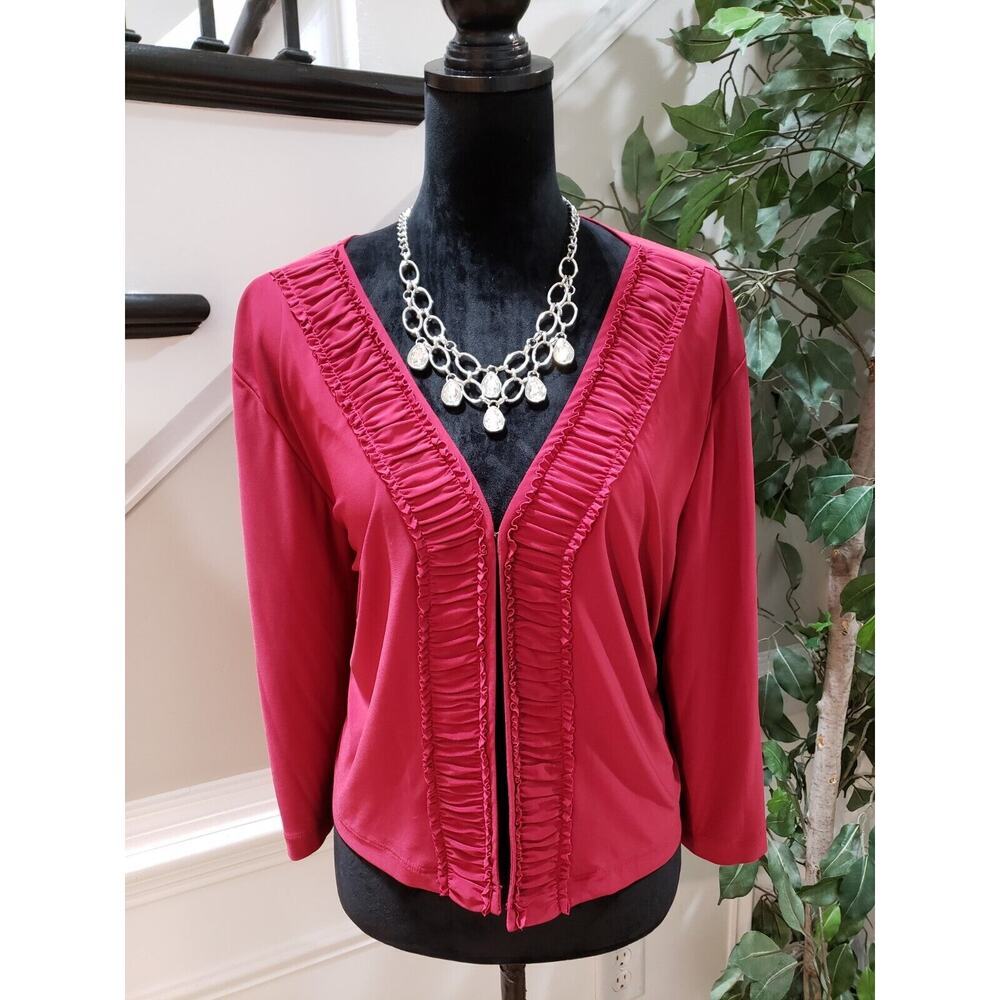 Julian Taylor Women Pink Long Sleeve V Neck Open Front Cardigan Sweater Size 22W
